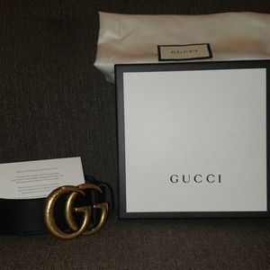 Gucci-Leather Belt w/ Double G Buckle